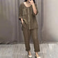 Women’s Linen Cotton Sequin 2-Piece Outfit Set
