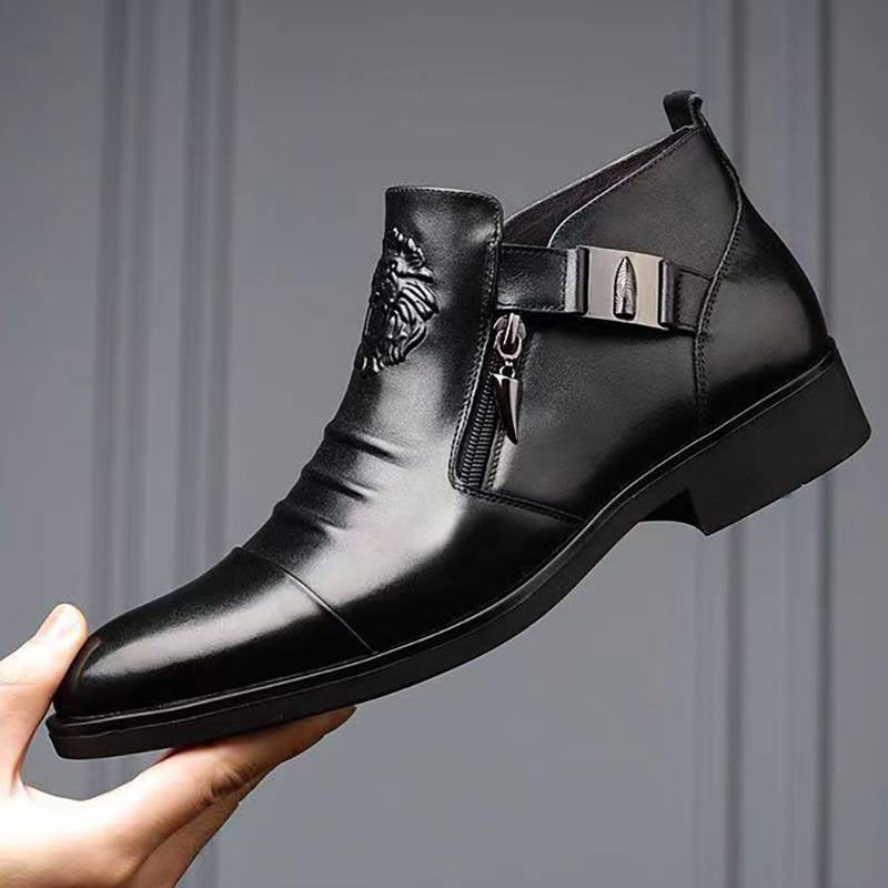 👞Men's Embossed Martin Boots  Dual Side Zipper Trendy Boots!