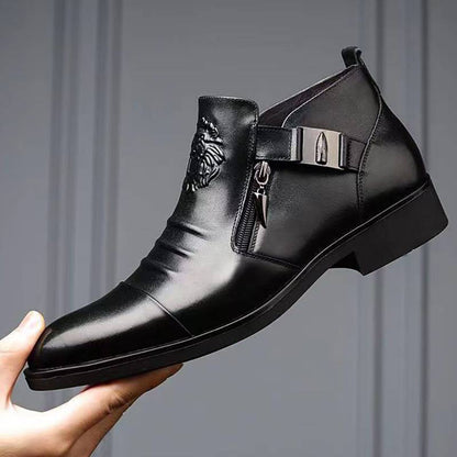 👞Men's Embossed Martin Boots  Dual Side Zipper Trendy Boots!