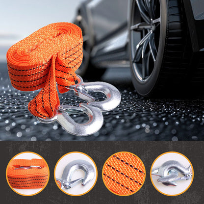 🚗 50% OFF NOW! ⚡ 13ft Car Tow Strap with Hooks – 3 Tons Capacity – Heavy-Duty, Reinforced Loops & UV-Resistant 🆘