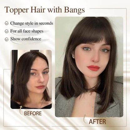 🔥Hot Sales🔥Natural Hair Toppers with Bangs for Women🛒