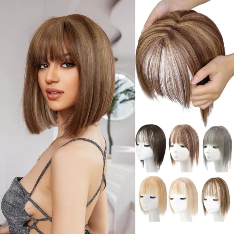 🔥Hot Sales🔥Natural Hair Toppers with Bangs for Women🛒