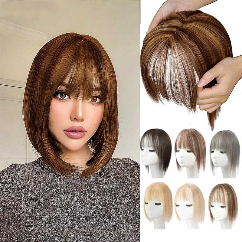 🔥Hot Sales🔥Natural Hair Toppers with Bangs for Women🛒