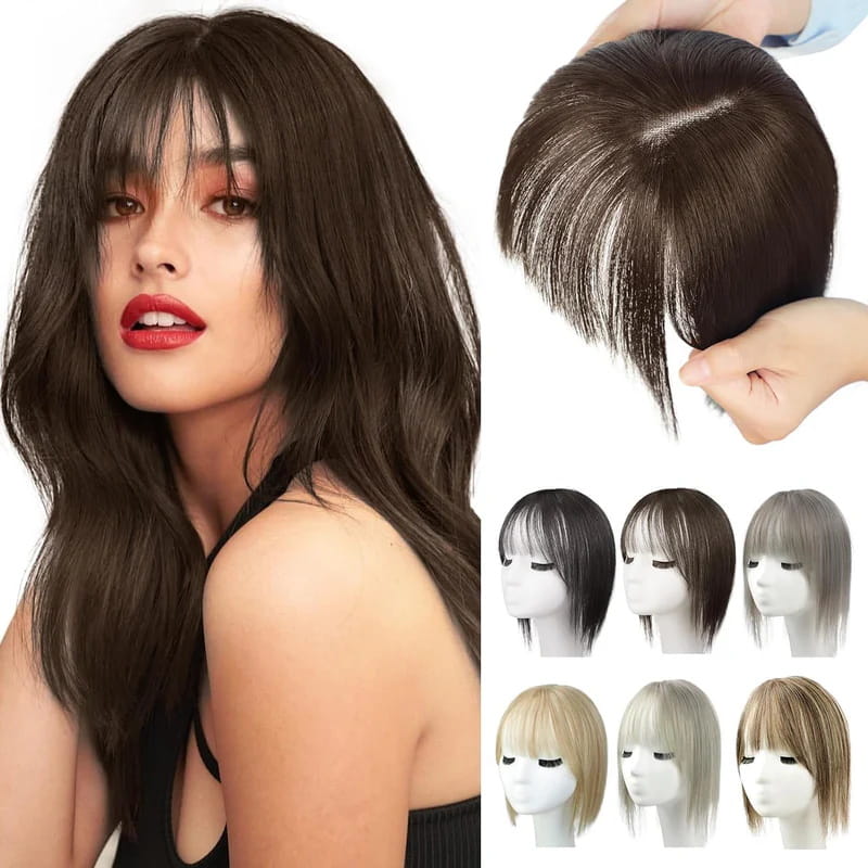 🔥Hot Sales🔥Natural Hair Toppers with Bangs for Women🛒