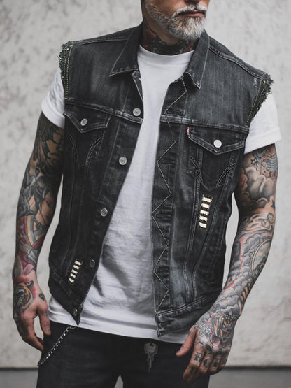 Men's Punk Skull Casual Printed Denim Jacket