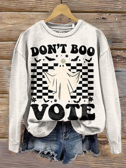 Unisex Cute Ghost Halloween Voting Casual Printed Sweatshirt