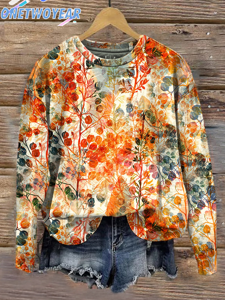 Women's Hippie Retro Floral Casual Printed Sweatshirt