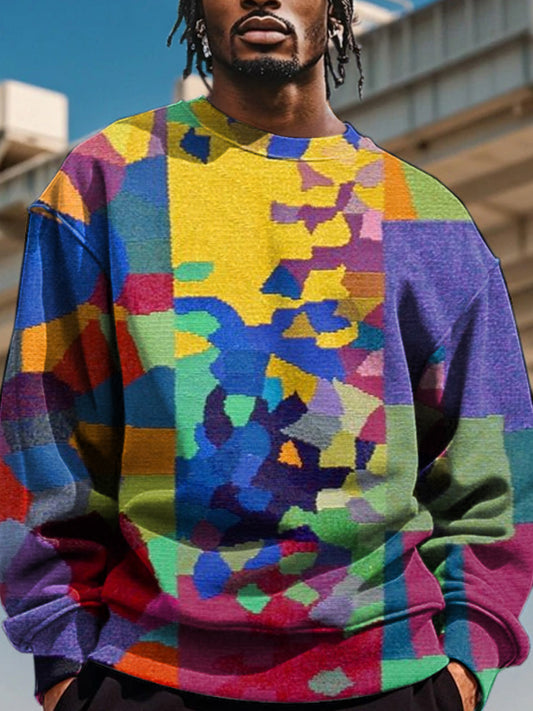 Men's Colorful Geometric Print Casual Sweatshirt