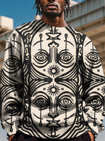 Men's Abstract Art Pattern Printed Casual Sweatshirt