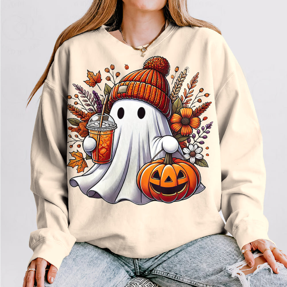 Halloween Graphic Art Print Crew Neck Long Sleeve Casual Sweatshirt