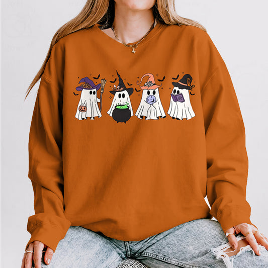 Halloween Graphic Art Print Crew Neck Long Sleeve Casual Sweatshirt