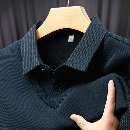 ✨New Arrival✨Men's Lapel Faux Two-Piece Knitted Shirt