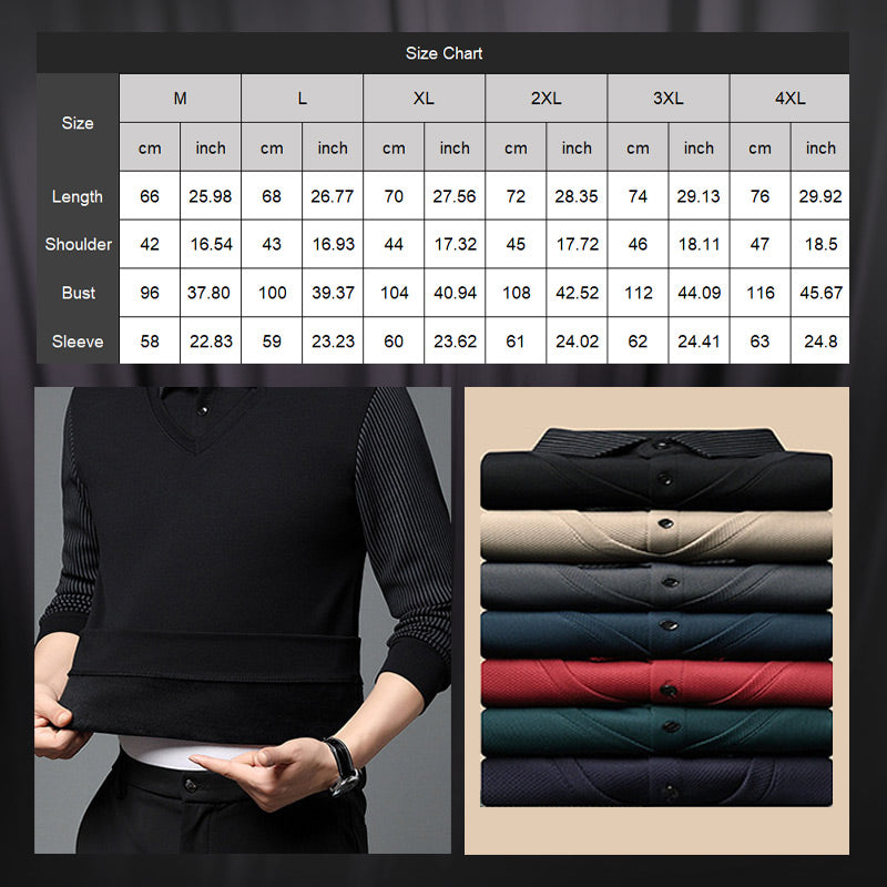 ✨New Arrival✨Men's Lapel Faux Two-Piece Knitted Shirt