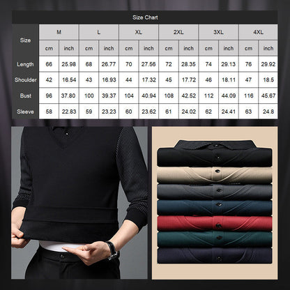 ✨New Arrival✨Men's Lapel Faux Two-Piece Knitted Shirt