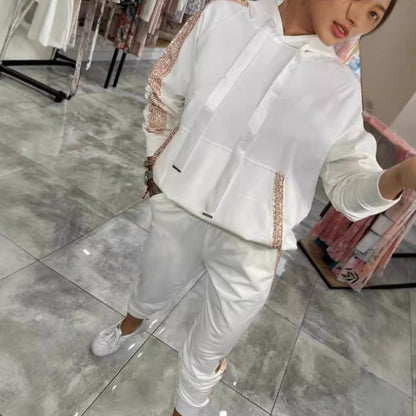🔥2025 Hot Sale🔥 Women's 2 Piece Set Drawstring Hooded Tops & Pants（Free shipping）