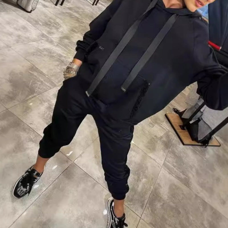 🔥2025 Hot Sale🔥 Women's 2 Piece Set Drawstring Hooded Tops & Pants（Free shipping）