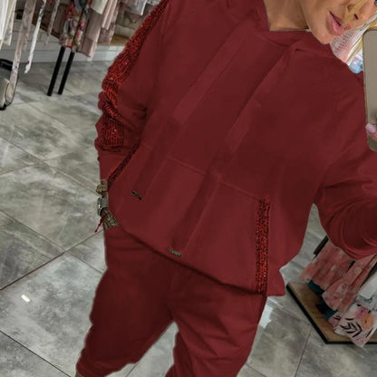 🔥2025 Hot Sale🔥 Women's 2 Piece Set Drawstring Hooded Tops & Pants（Free shipping）