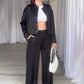 💥Hot Sale 50% OFF💥Women’s Solid Color Jacket and Loose Pants 2-Piece Set