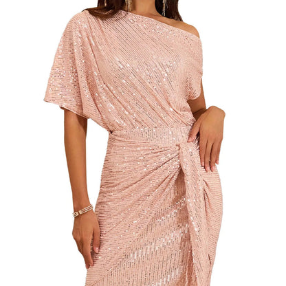 🔥Big Sale 68% OFF🔥Sparkly One-Shoulder Ruched Dress💃✨