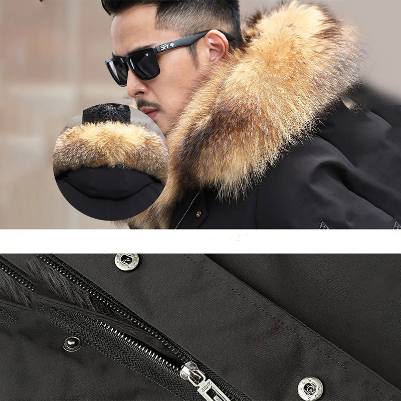 ❄️ Special Sale ❄️🧥 Neutral mid-length jacket with removable synthetic fur ✈️ Enjoy Free Shipping❗