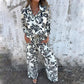 🔥Big Sale 50% OFF🔥Women’s Stylish Print Lapel Button Shirt and Wide-leg Pants 2-piece Set