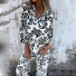 🔥Big Sale 50% OFF🔥Women’s Stylish Print Lapel Button Shirt and Wide-leg Pants 2-piece Set