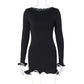 🥂💕Women's Solid Color Long Sleeve Ruffle Dress