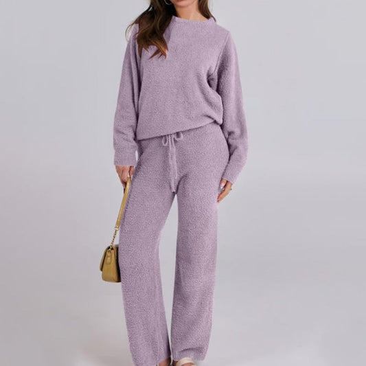 🔥Hot New Clothing🥰Women's Ultra-Soft Loungewear Set - Round Neck Top & Matching Pants