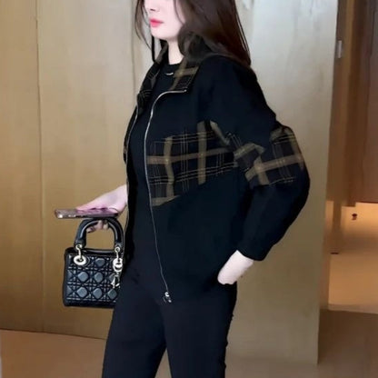 ❄️Winter Specials❄️ Women's Stylish Warm Plaid Patchwork Zip-Up Jacket