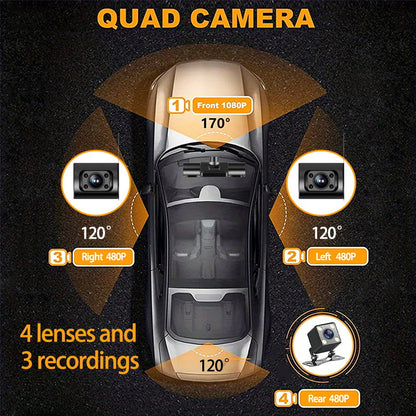 🔥Hot Sale（💥50%OFF）🚗1080P 4-Channel Dash Cam with Night Vision