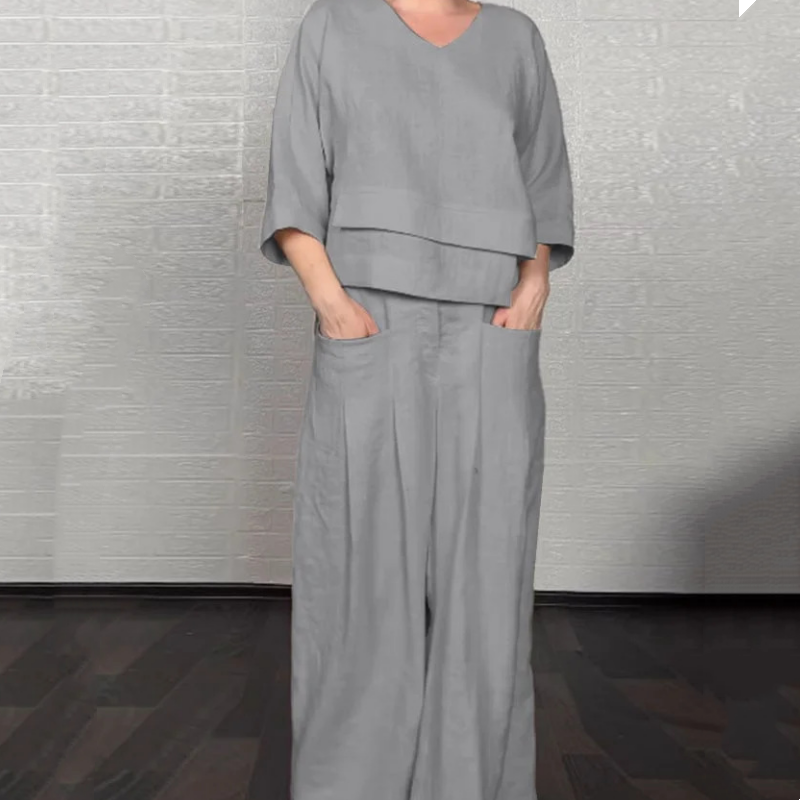 💐Autumn New Arrivals 50%OFF💖Irregular Hem Cotton Linen Short Sleeve Casual 2-Piece Set