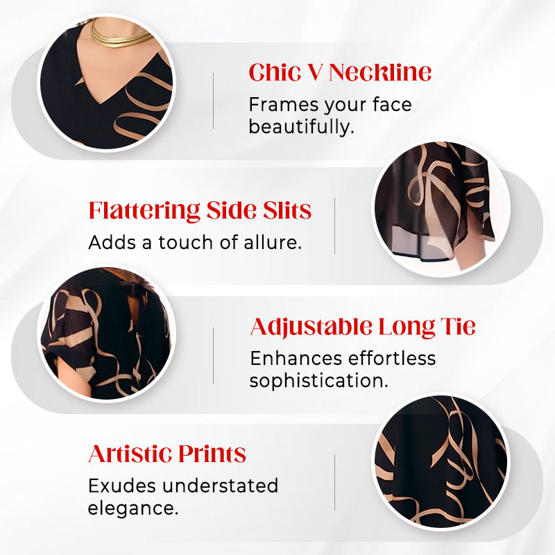 💝✨Flowy V-Neck Printed Long Dress