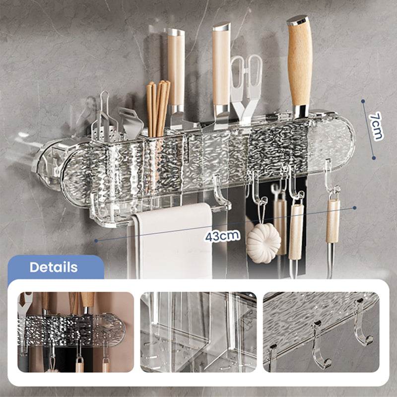 Wall-Mounted Organizer Rack with Hooks for Kitchen