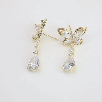 Zircon Butterfly Earrings - Great Gift