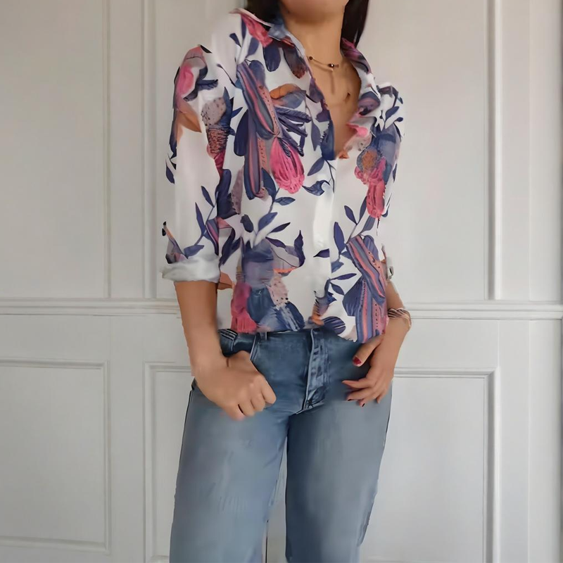 🌸Elegant Plants Print Button-up Shirt