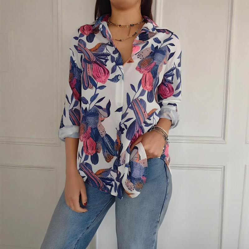 🌸Elegant Plants Print Button-up Shirt