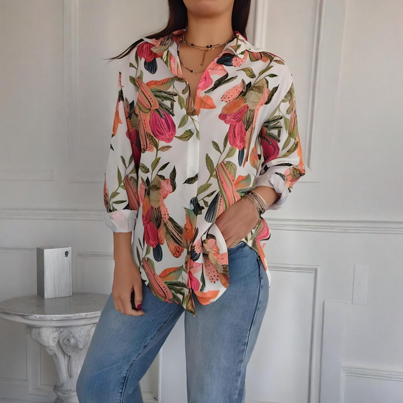 🌸Elegant Plants Print Button-up Shirt