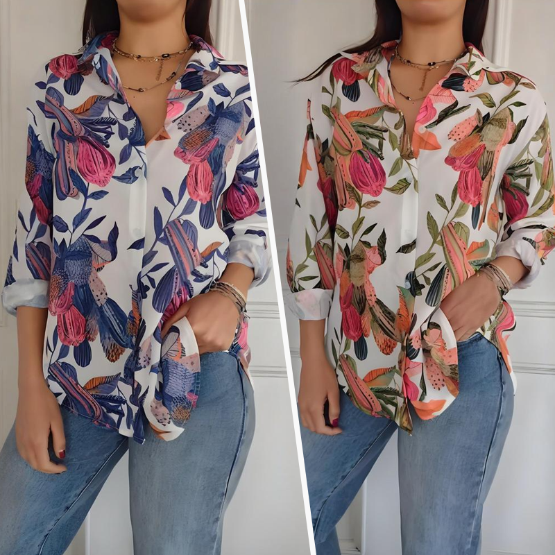 🌸Elegant Plants Print Button-up Shirt