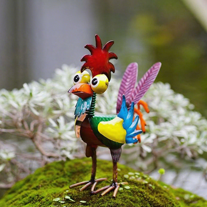 Funny Metal Rooster Yard Decor