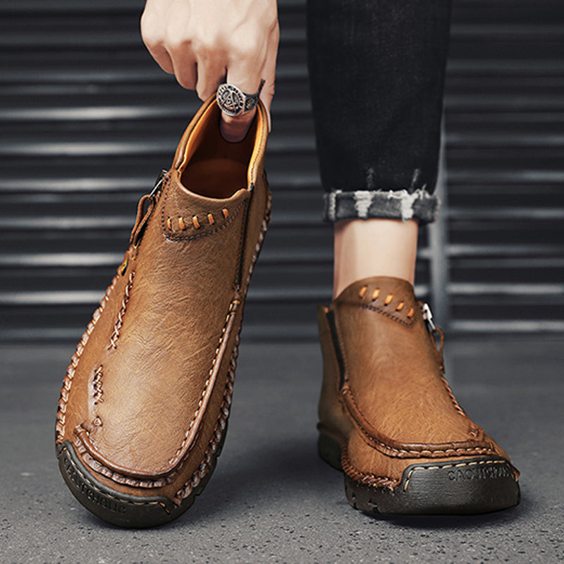 Men's Fashion Retro Zipper Detail Ankle Boots