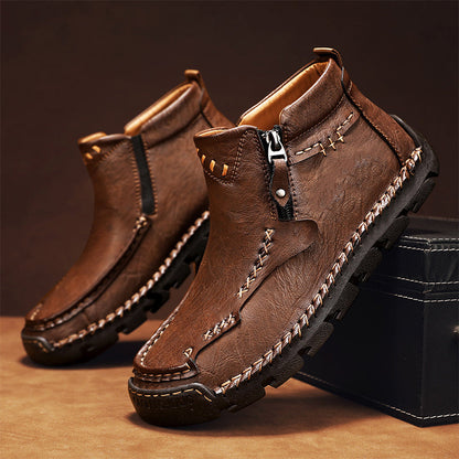 Men's Fashion Retro Zipper Detail Ankle Boots