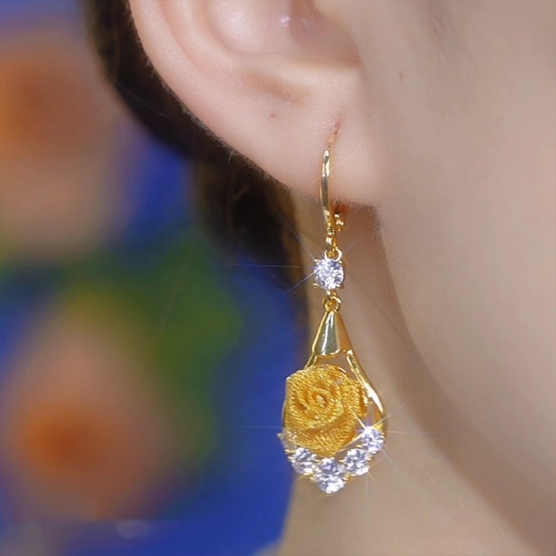 Elegant Mesh Rose Earrings