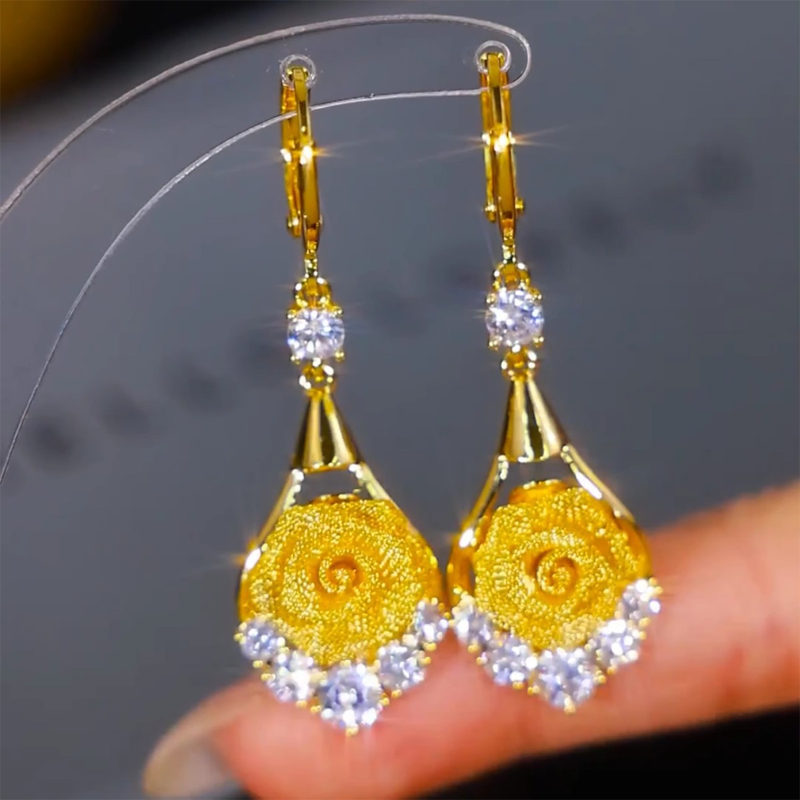 Elegant Mesh Rose Earrings