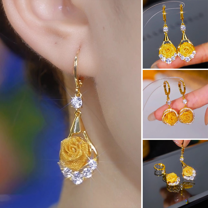 Elegant Mesh Rose Earrings
