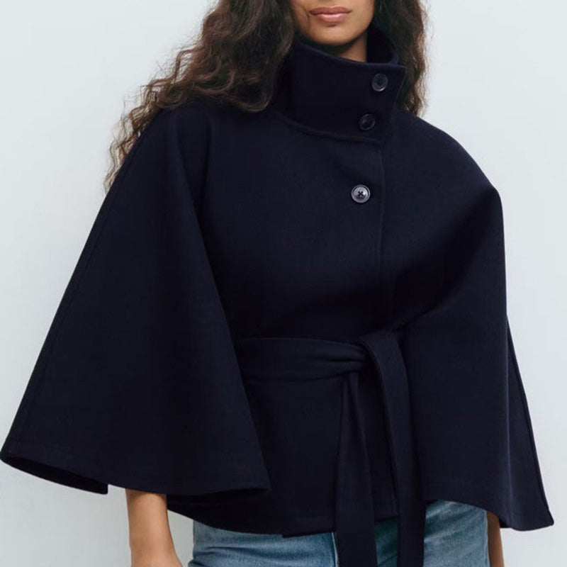 🍁Autumn Special-Sale 60% off - Women's Stand Collar Shawl Coat (with Belt)🧶Chic, Comfortable & Made for Every Occasion