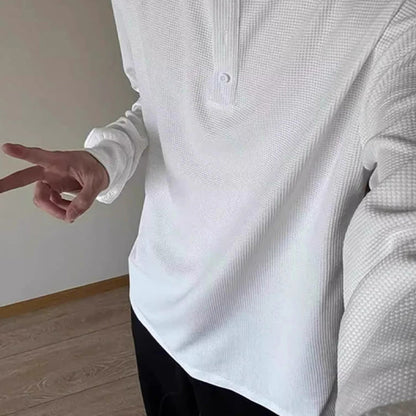 Men's Vintage Long Sleeve T-Shirt with Buttons
