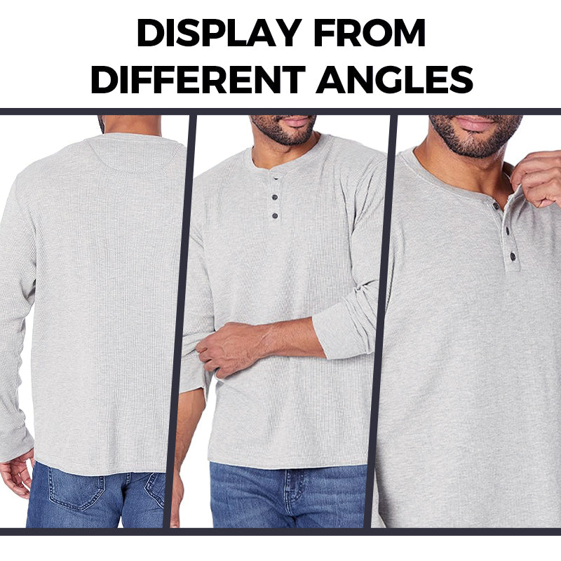 Men's Vintage Long Sleeve T-Shirt with Buttons