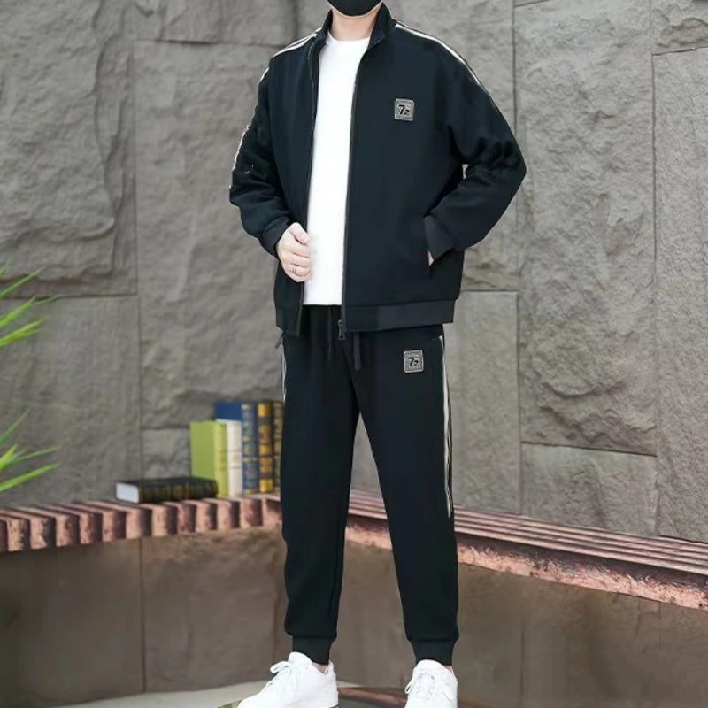 Men's Casual Striped Tracksuit 2-Piece Set