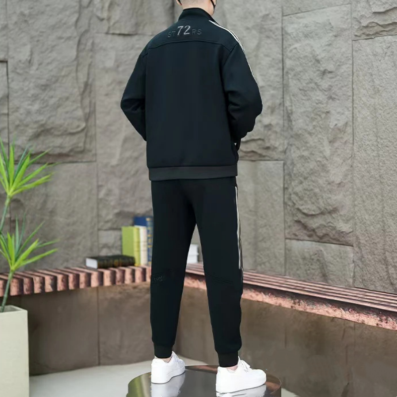 Men's Casual Striped Tracksuit 2-Piece Set
