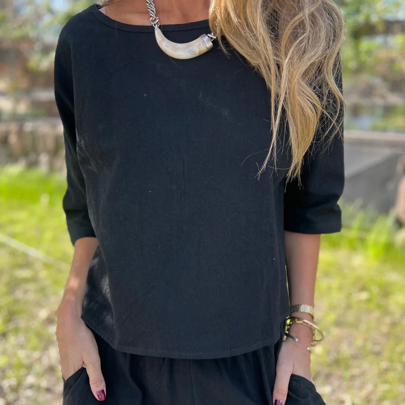 Solid Color Cotton Linen 2-Piece Set